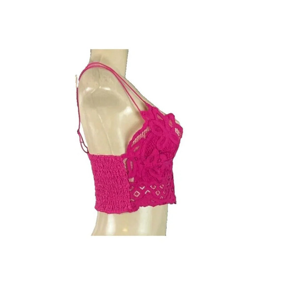 Free People L Rose Lace V-Neck Ruched Back Adjustable Crisscross Strap Bralette - Picture 5 of 6
